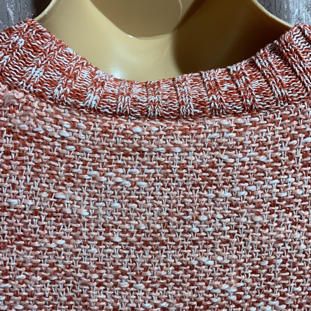 J. Jill Sweater Cardigan L Brown Cream Peach 3/4 Sleeve Linen Silk Cotton - Picture 12 of 16